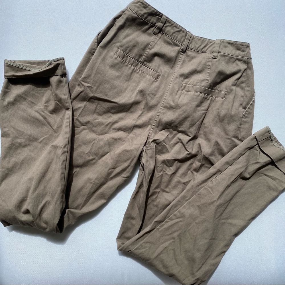 NEW ASOS Tall Khaki Green Trouser Pants High Waisted Size US 4